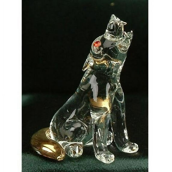 StealStreet SS-UG-VT-7356 Crystal Glass Howling Wolf Dog Decoration Display Figurine, Small