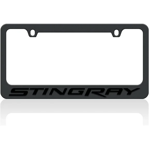 Stealth Black Chevrolet C7 Corvette Stingray Logo Carbon License Plate Frame