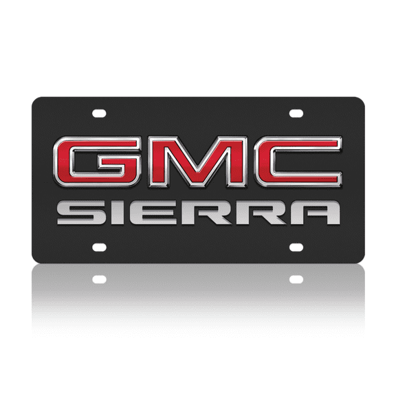 Stealth Black Premium Carbon Steel License Plate 3D GMC Sierra Logo/Word Emblem