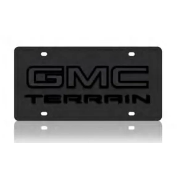 Stealth Black Premium Carbon Steel License Plate 3D GMC Terrain Blacked Out Logo
