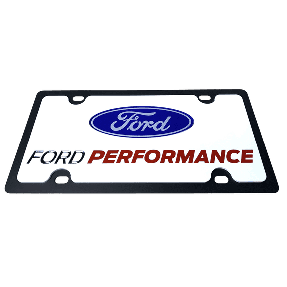 Stealth Black Premium Carbon Steel License Plate with 3D Ford Performance Emblem