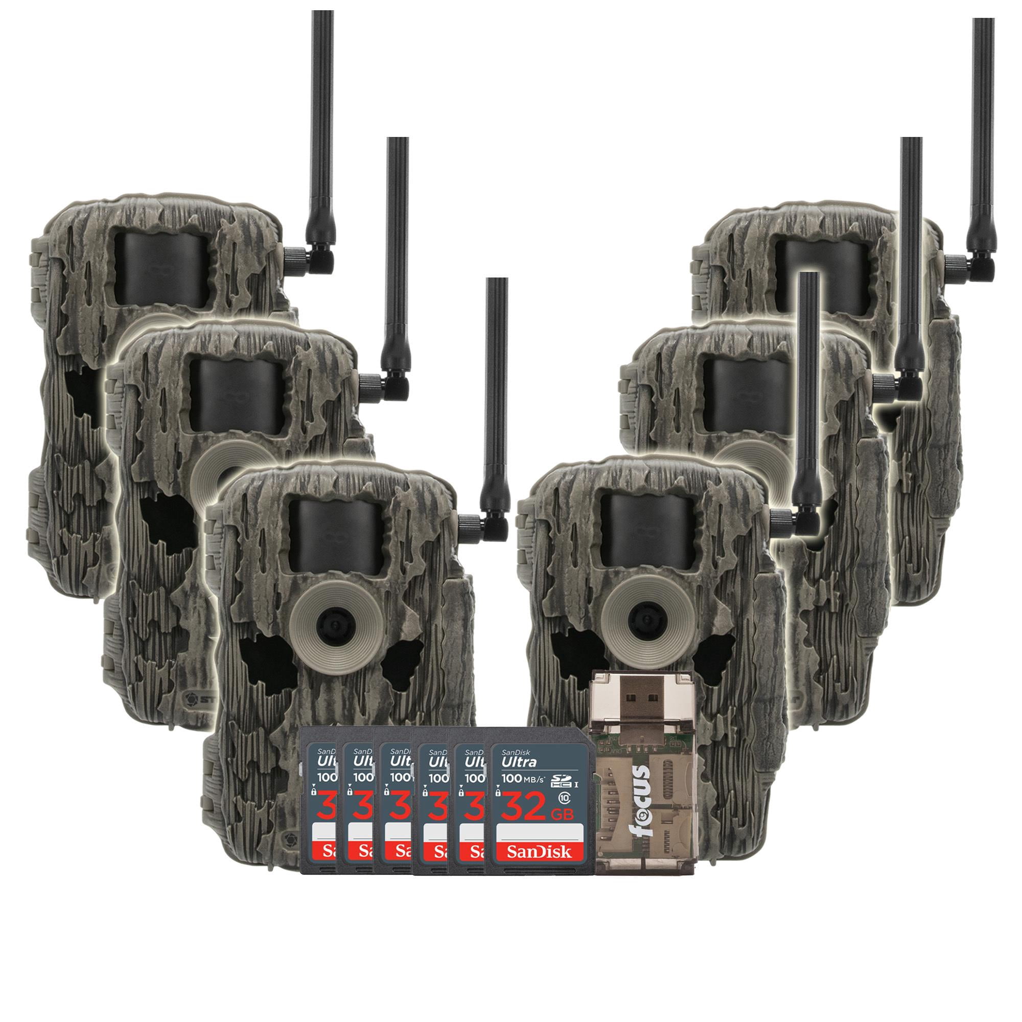 Stealth Cam 36MP Fusion Max Cellular Trail Camera with 80 Feet Detection Range 6-Pack with Six 32GB Memory Cards and Card Reader