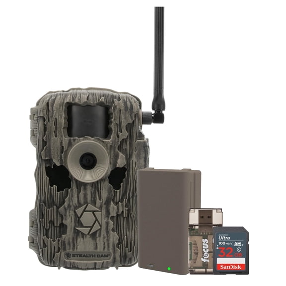 Stealth Cam 36MP Fusion Max Cellular Trail Camera with FieldMax Max-Pak Lithium Rechargeable Battery, 32GB Memory Cards and Card Reader