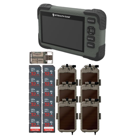 Stealth Cam Adjustable Multi-Pivot Mounting Post for Trail Camera (6-Pack) Bundle with SD Card Reader-Viewer (6-Pack), 32GB Ultra SDHC UHS-I Memory Card (12-Pack), and USB Card Reader (25 Items)