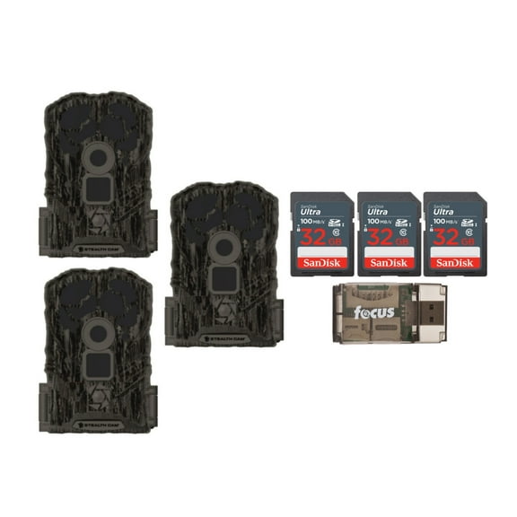 Stealth Cam Browtine 14MP Trail Camera with 32GB Memory Card (3-Pack) Bundle