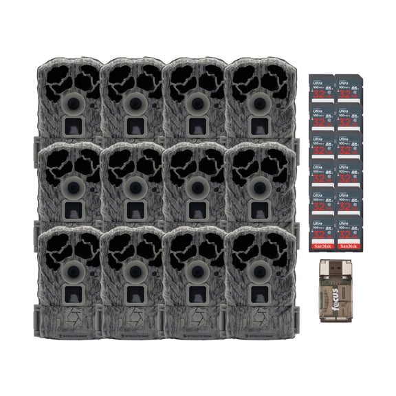 Stealth Cam Browtine 16MP Game Camera, Durable, 60ft Infrared Detection Range, Burst Mode 480 Video at 30FPS with 32 GB Memory Card and Card Reader (12 Pack)