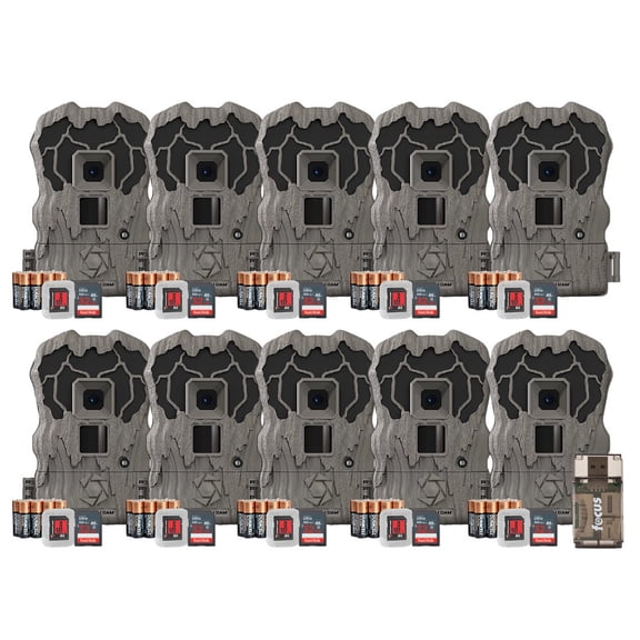 Stealth Cam Browtine 20MP Trail/Game Camera with 720P HD Video, 0.8s Trigger Speed, 60 Feet Flash, Night Mode, and 1-3 Image Burst - Camo (10 Pack)