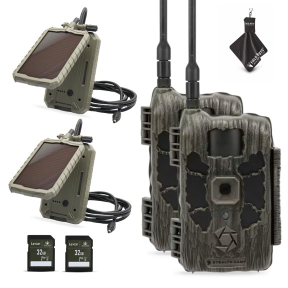 Stealth Cam Deceptor Max 2.0 Dual-Core Cellular Trail Camera 40MP Photos, 1440P Video w/Audio, NoGlow IR, 100ft Detection, GPS & DualSIM Includes Solar Panel, SD Card, & Cleaning Cloth 2PK