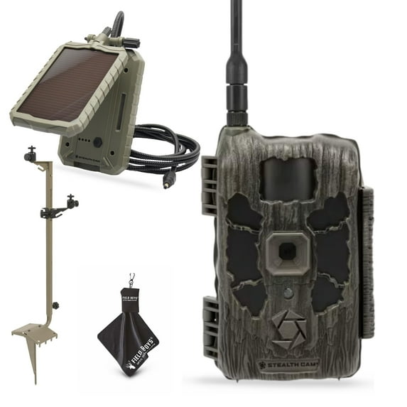 Stealth Cam Deceptor Max 2.0 Dual-Core Cellular Trail Camera 40MP Photos, 1440P Video w/Audio, NoGlow IR, 100ft Detection, GPS & DualSIM Includes Solar Panel, Tripod, & Cleaning Cloth 1PK