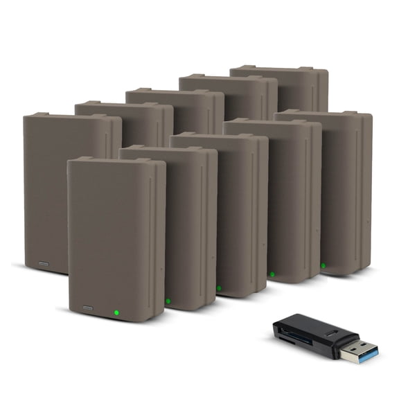 Stealth Cam FieldMax Max-Pak Lithium Rechargeable Battery Cartridge (10-Pack) with 2-in-1 Memory Card Reader Bundle
