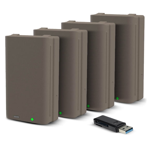 Stealth Cam FieldMax Max-Pak Lithium Rechargeable Battery Cartridge (4-Pack) with 2-in-1 Memory Card Reader Bundle
