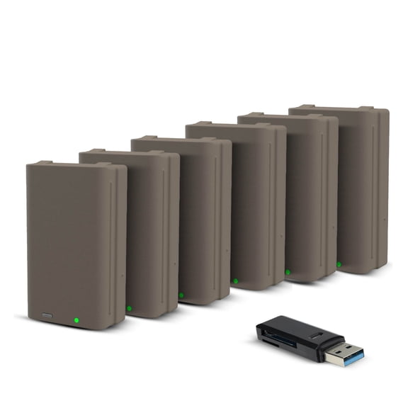 Stealth Cam FieldMax Max-Pak Lithium Rechargeable Battery Cartridge (6-Pack) with 2-in-1 Memory Card Reader Bundle