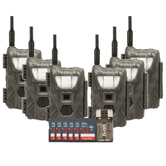 Stealth Cam Flashback 40MP White Flash Cellular Trail Camera 6-Pack with Six 32GB Memory Cards and Card Reader