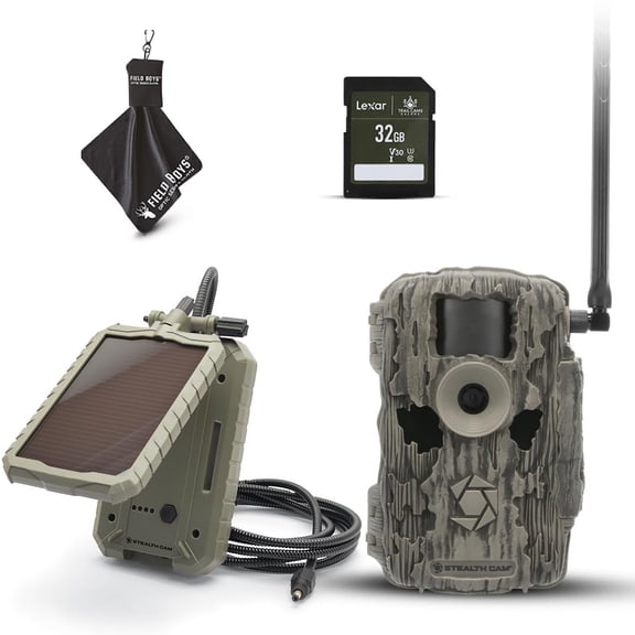 Stealth Cam Fusion MAX 36MP Cellular Trail Camera with Dual SIM AT&T & Verizon, 0.35s Trigger, 1080P Video, App Control, Includes Solar Panel, SD Card, & Cleaning Cloth 1PK