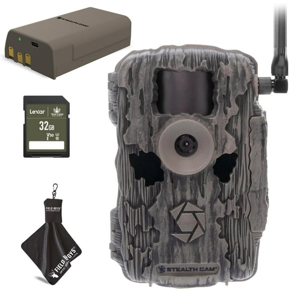 Stealth Cam Fusion MAX Dual Sim 36MP Photo & 1080P HD Video, 0.35 Sec Trigger Speed, App-Controlled Hunting Cellular Trail Camera, AT&T & Verizon, Lithium Battery, SD Card, and Cleaning Cloth