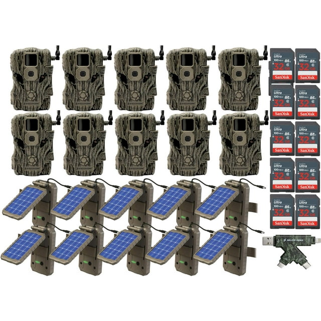 Stealth Cam Fusion X 26 MP  (Verizon) with Solar Power Panel, Card Reader Bundle 10-Pack