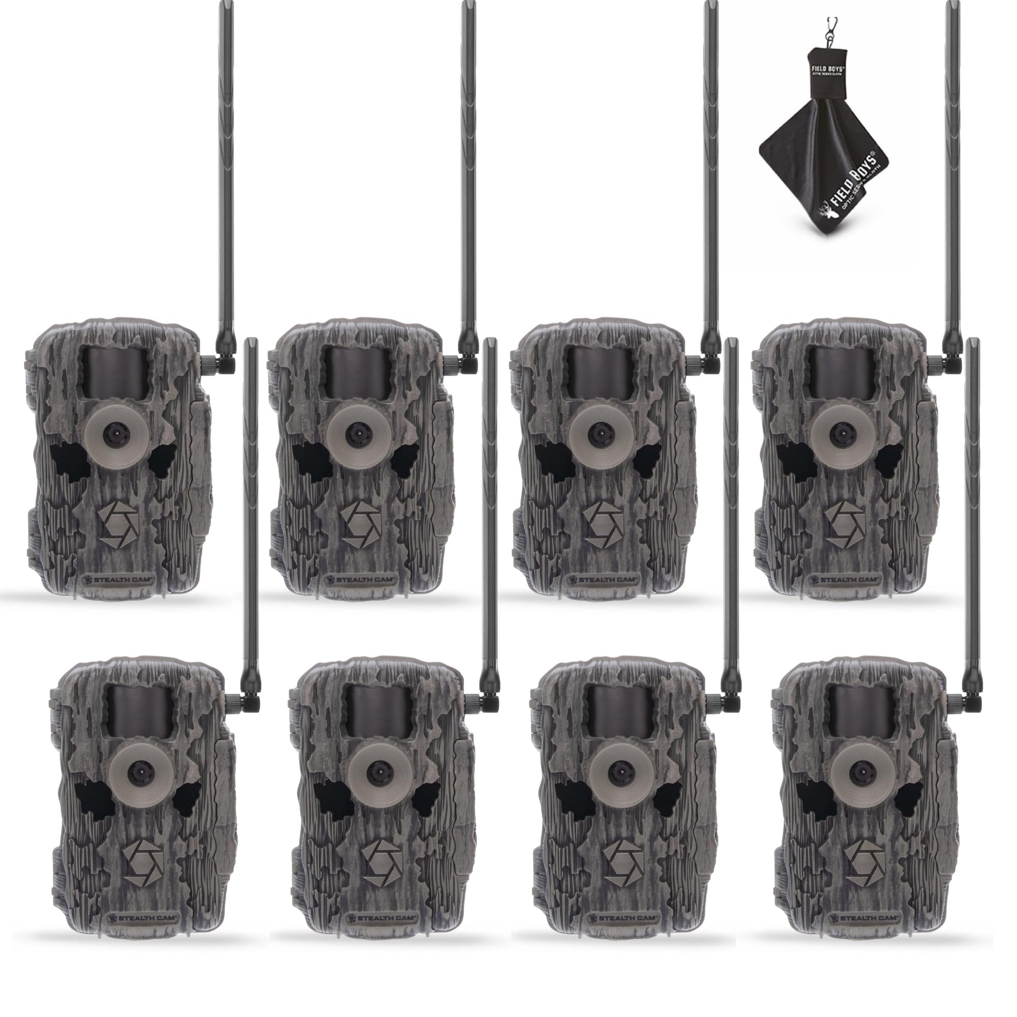 Stealth Cam Fusion X-Pro 2 Pack Dual Sim 36 MP Photo & 720P HD Video 0.4 Sec Trigger Speed Wireless Hunting Trail Camera - Available on AT&T & Verizon + Cleaning Cloth 8PK