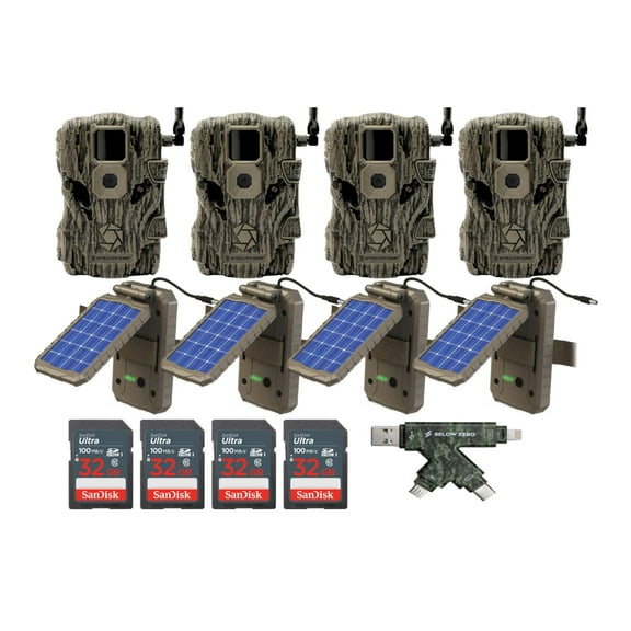 Stealth Cam Fusion x 26 Megapixel Cellular Trail Camera (Verizon) with Solar Panel Bundle 4-Pack