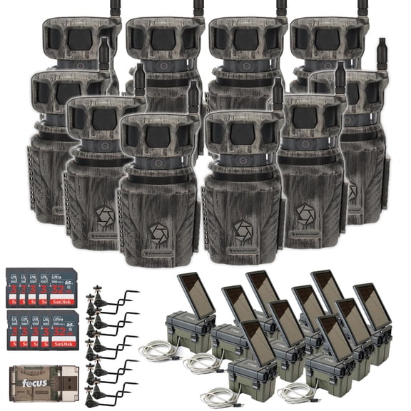 Stealth Cam Revolver 36MP 360-Degree Cellular Trail Camera with 1/4-Inch Mount (10-Pack) Bundle with Camera Power Pack (10-Pack), Holder (10-Pack), Memory Card (10-Pack) and Reader (41 Items)