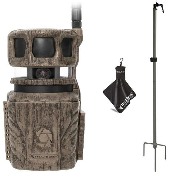 Stealth Cam Revolver 36MP Trail Camera with 1080P HD Video at 30 FPS, 0.4 Sec Trigger Speed, 360 Panoramic View, Built-in GPS, Verizon/AT&T Cellular, Adjustable Durable Steel Post, and Cloth