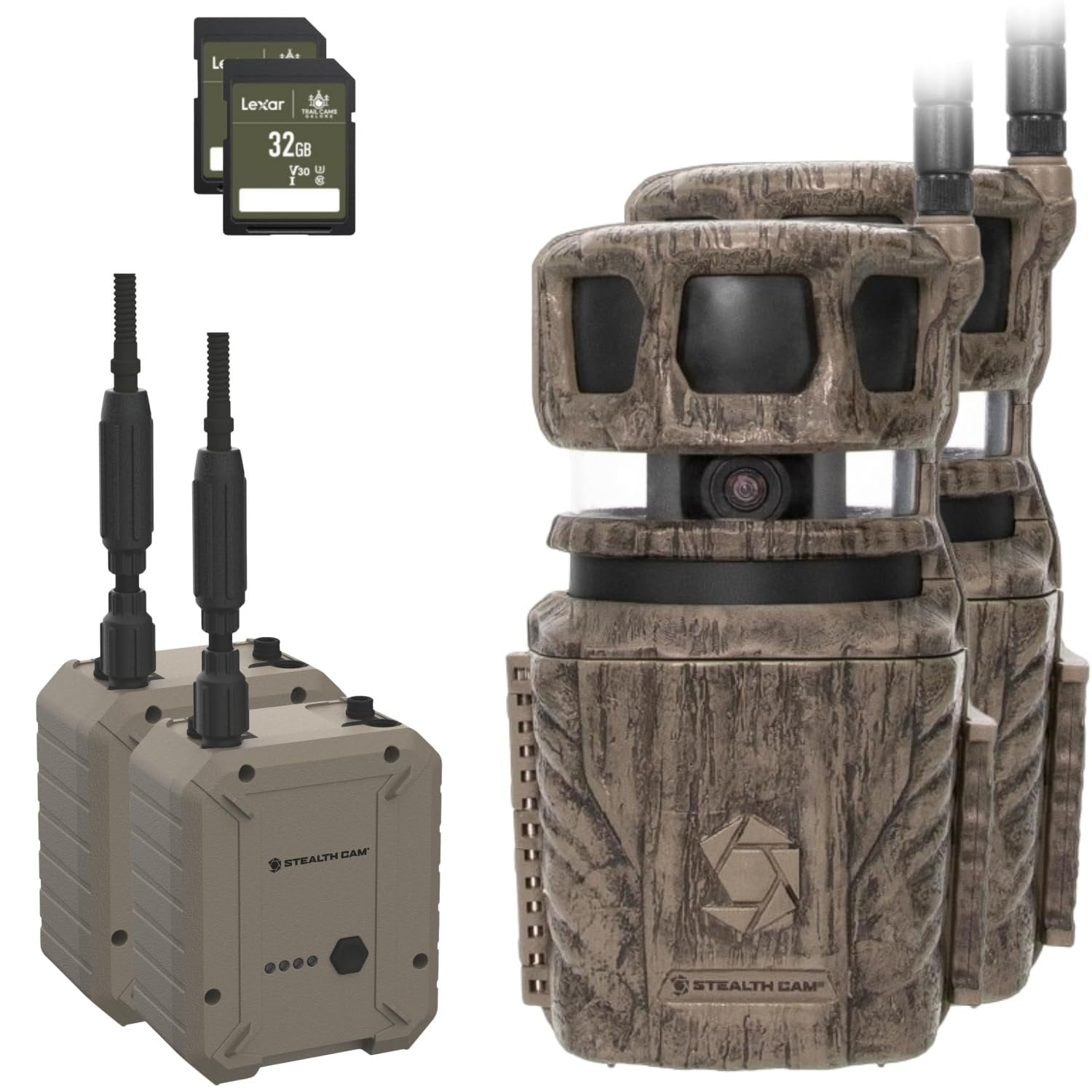 Stealth Cam Revolver 36MP Trail Camera with 1080P HD Video at 30 FPS, 0.4 Sec Trigger Speed, 360 Panoramic View, Built-in GPS, Verizon/AT&T Cellular, External Batteries, and 32GB SD Cards