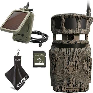 Stealth Cam Revolver PRO 40MP Photo 1440P at 30 FPS QHD Video 0.4 Sec Trigger Speed 360-Degree Panoramic View Built-in GPS Hunting Cellular Trail Camera - 32GB SD Card, Cloth, and Solar Panel 1 PK