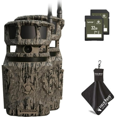 Stealth Cam Revolver PRO 40MP Photo 1440P at 30 FPS QHD Video 0.4 Sec Trigger Speed 360-Degree Panoramic View Built-in GPS Hunting Cellular Trail Camera, 32GB SD Card, and Cleaning Cloth 2 PK