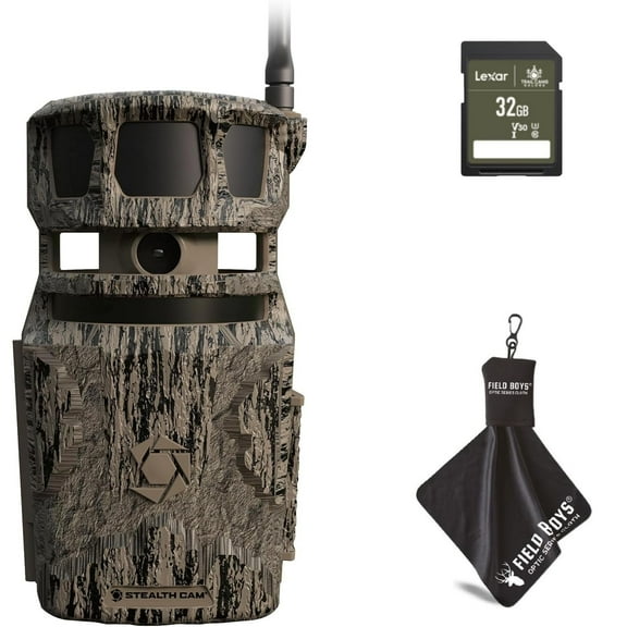 Stealth Cam Revolver PRO 40MP Photo 1440P at 30 FPS QHD Video 0.4 Sec Trigger Speed 360-Degree Panoramic View Built-in GPS Hunting Cellular Trail Camera, 32GB SD Card, and Cleaning Cloth 1 PK