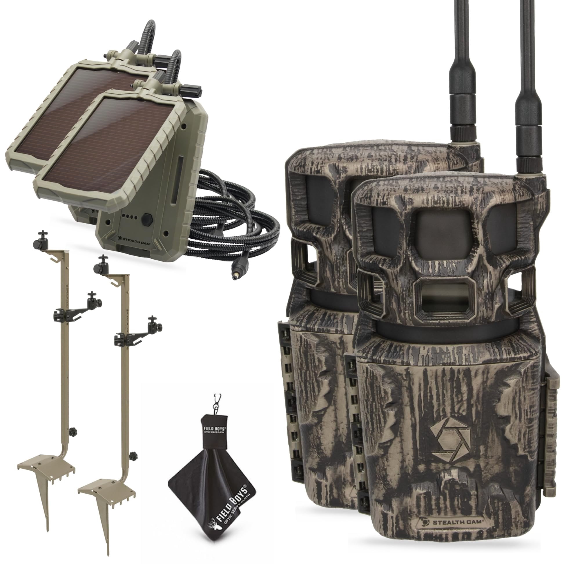 Stealth Cam Revolver Pro 2.0 360 Cellular Camera 40MP, 1-6 Zone On-Demand and Live View, 0.4 Sec Trigger, Built in Memory, HD Photo and Video Includes Solar Panel, Tripod, & Cleaning Cloth 2PK