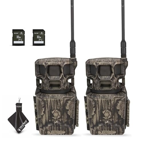 Stealth Cam Revolver Pro 2.0  360 Cellular Trail Camera with Auto-Scan, No-Glow IR Flash, 0.4s Trigger Speed, HD Video, Verizon/AT&T Compatible Includes 32GB SD Card & Cleaning Cloth 2PK
