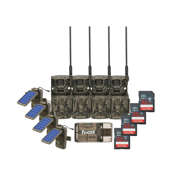 Stealth Cam Revolver Pro 2.0 360-Degree 40MP Cellular Camera 1440p Video Resolution (Brown) Bundle with Solar Power Panel, Memory Card, and SD Reader (13 Items)