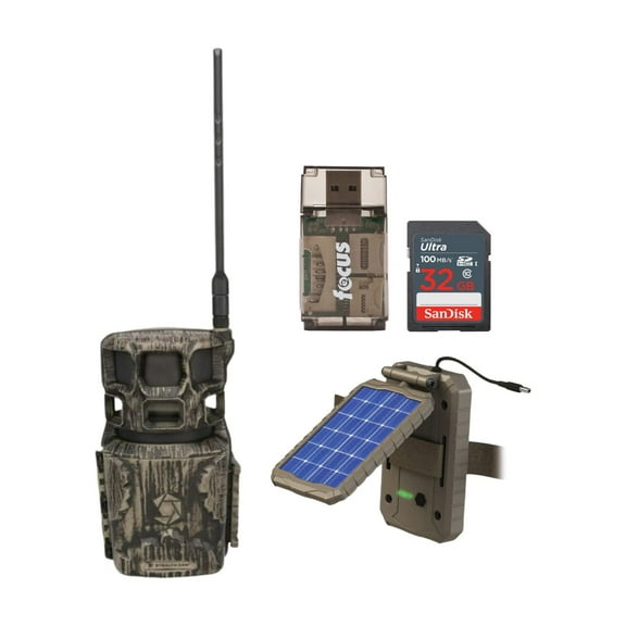 Stealth Cam Revolver Pro 2.0 360-Degree 40MP Cellular Camera 1440p Video Resolution (Brown) Bundle with Solar Power Panel, Memory Card, and SD Reader (4 Items)