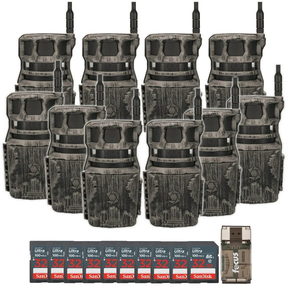 Stealth Cam Revolver Pro 360 Degree Cellular Trail Camera 10-Pack with Ten 32GB Memory Cards and a Card Reader