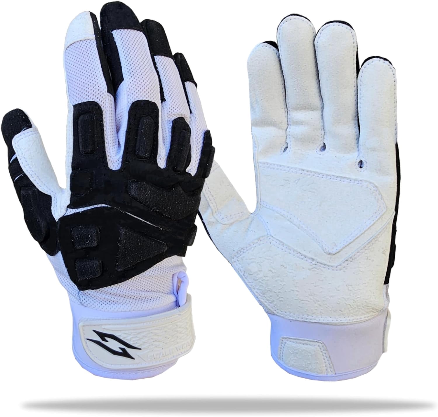 Stealth Football Lineman Gloves White, Battle College Lineman, Be a Villain Not a Joker with Padded Protection, Youth, Kids, Men, Boys, Small to XXL Sizes