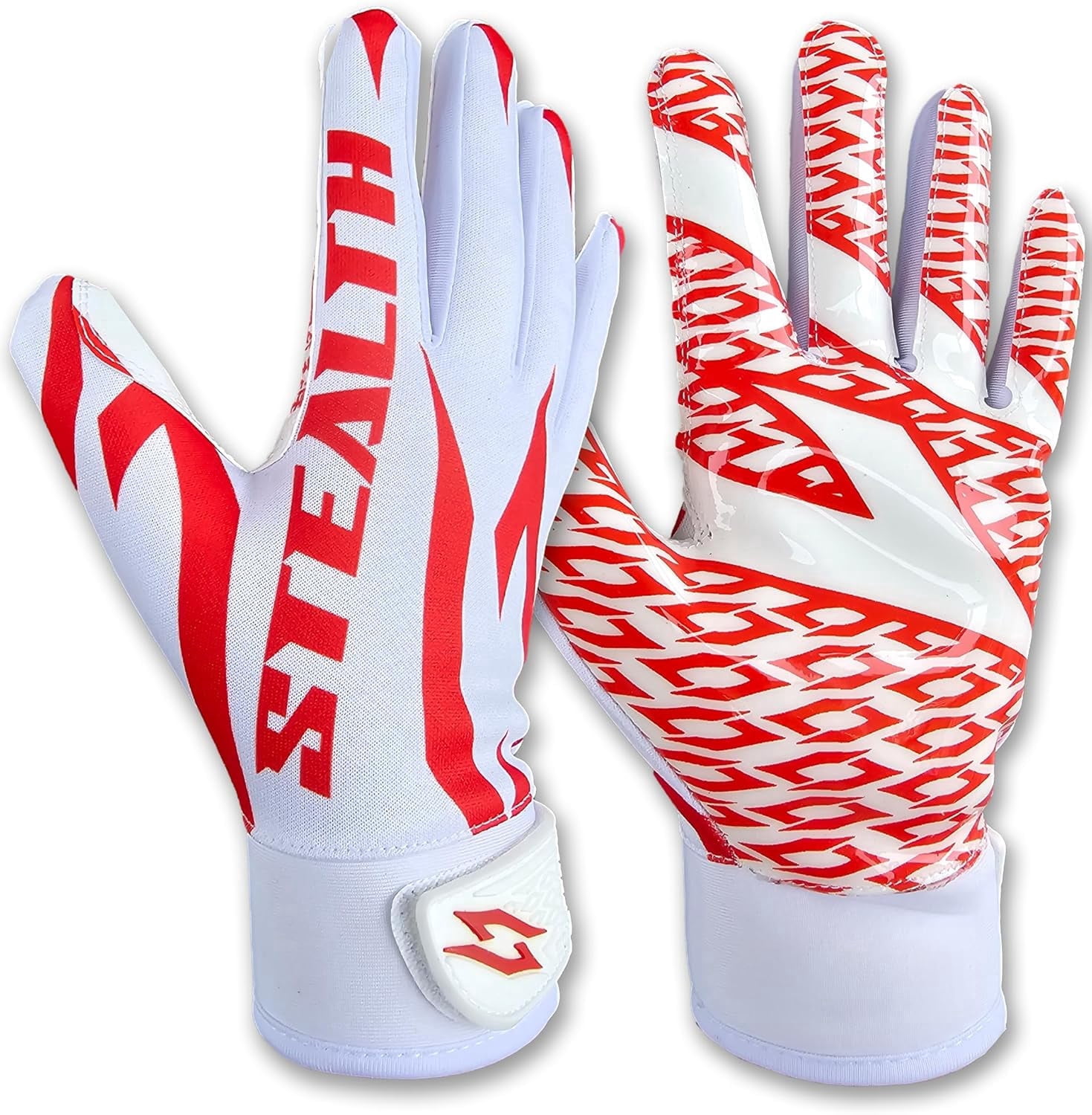 Stealth Football Receiver Gloves White - Battle College Lineman Football Receiver Gloves Be a Villain Not a Joker Adult Men Youth Boys Small to XXL Sizes