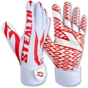 Stealth Football Receiver Gloves White - Battle College Lineman Football Receiver Gloves Be a Villain Not a Joker Adult Men Youth Boys Small to XXL Sizes