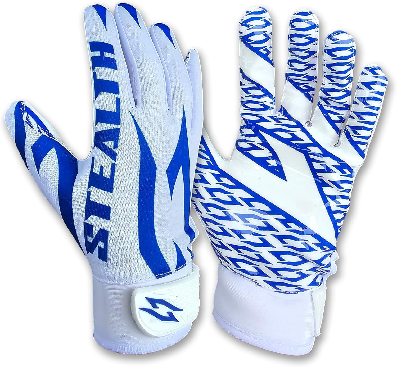 Stealth Football Receiver Gloves White - Battle College Lineman Football Receiver Gloves Be a Villain Not a Joker Adult Men Youth Boys Small to XXL Sizes