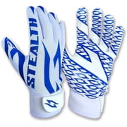Stealth Football Receiver Gloves White - Battle College Lineman Football Receiver Gloves Be a Villain Not a Joker Adult Men Youth Boys Small to XXL Sizes