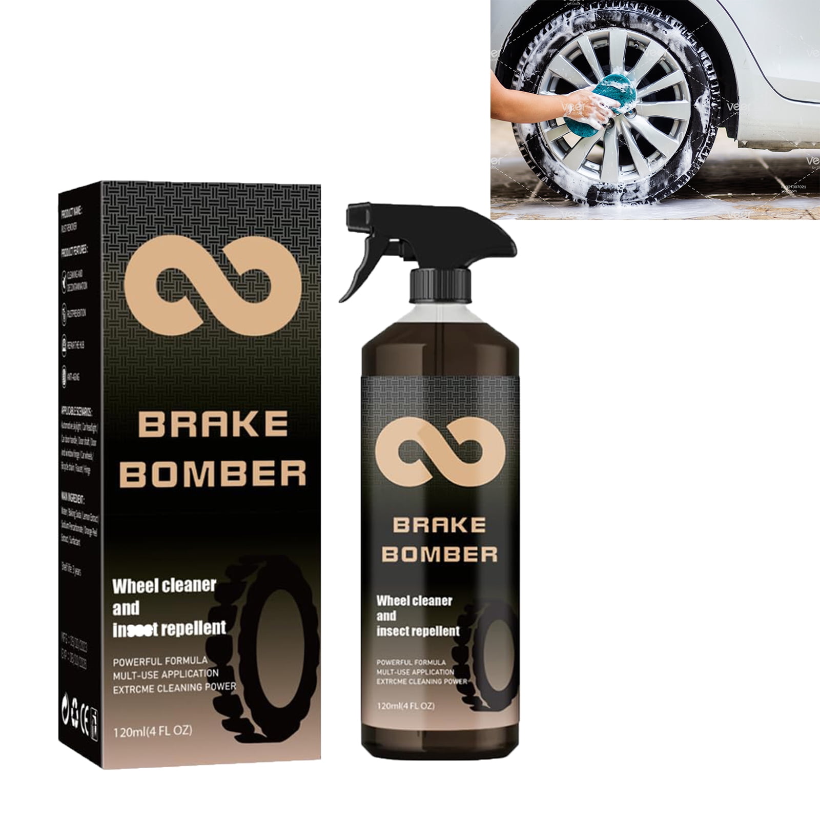 Stealth Garage Brake Bomber: 120ML Non-Acid Wheel Cleaner, Perfect for  Cleaning Wheels and Tires, Rim Cleaner & Brake Dust Remover, Safe on Alloy