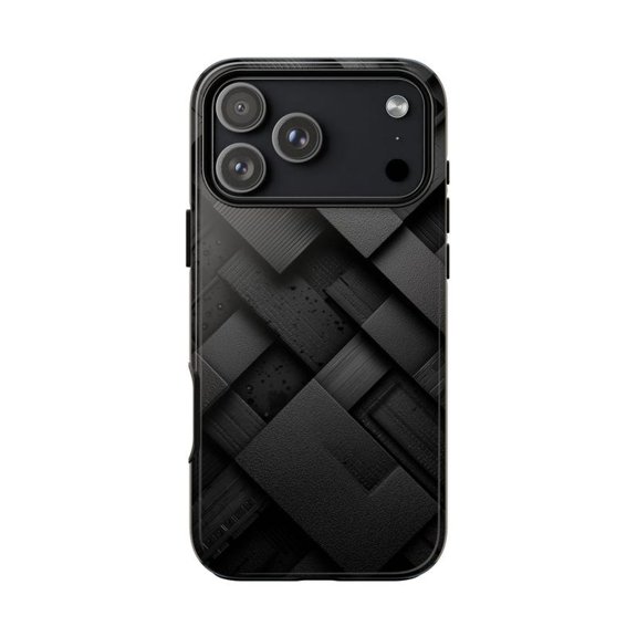 Stealth Grid Pattern Dark Black Case for iPhone 17 16 15 14 13 12 11 Pro Max