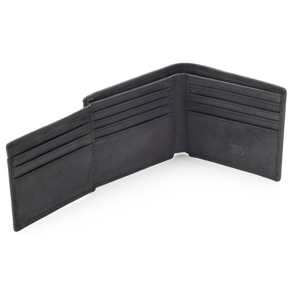 Stealth Mode Leather Bifold Wallet for Men - RFID Blocking, 11 Card Slots, Gift Box Y101