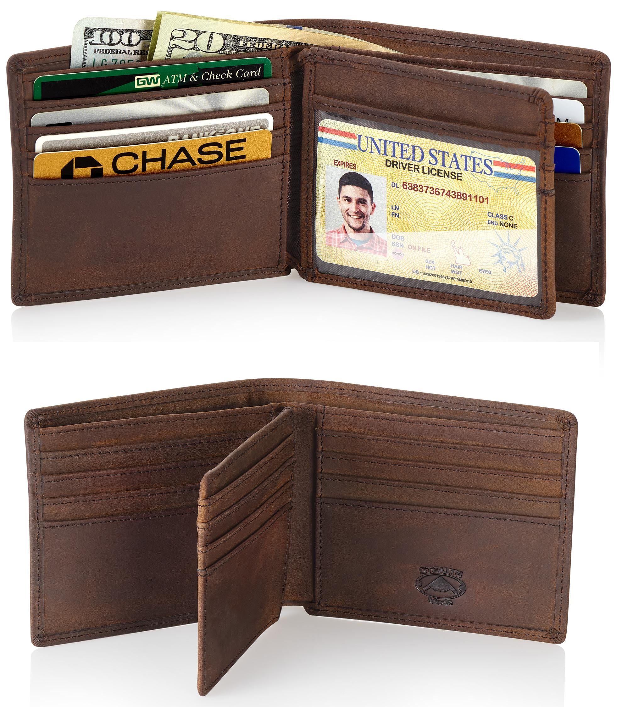 Front Pocket Wallet with Money Clip and ID Window Camel / Buffalo Leather