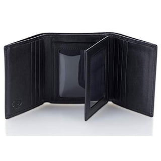 Stealth Mode Leather Trifold RFID Wallet For Men With Flip Out ID Holder (Black)