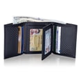 thumbnail image 1 of Stealth Mode Leather Trifold RFID Wallet For Men With Flip Out ID Holder (Carbon Fiber), 1 of 11