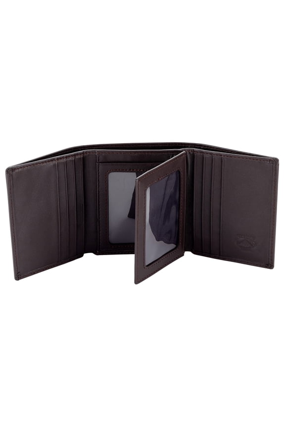 Leather Trifold RFID Wallet For Men With Flip Out ID Holder (Coffee) A101