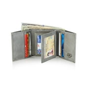 Stealth Mode Leather Trifold RFID Wallet For Men With Flip Out ID Holder Grey