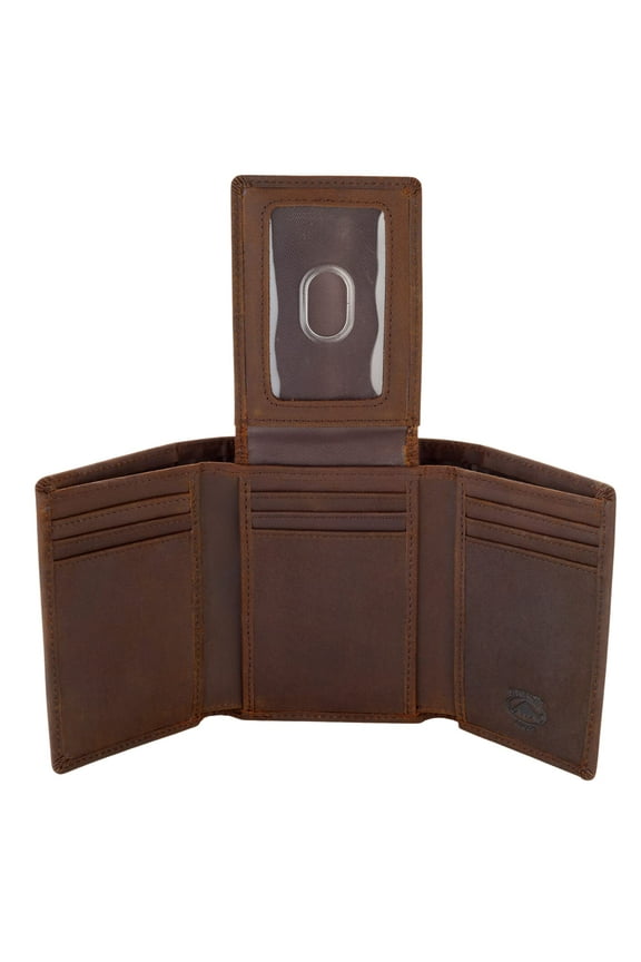 Trifold Leather Wallet for Men with ID Holder and RFID Blocking (Brown) A101
