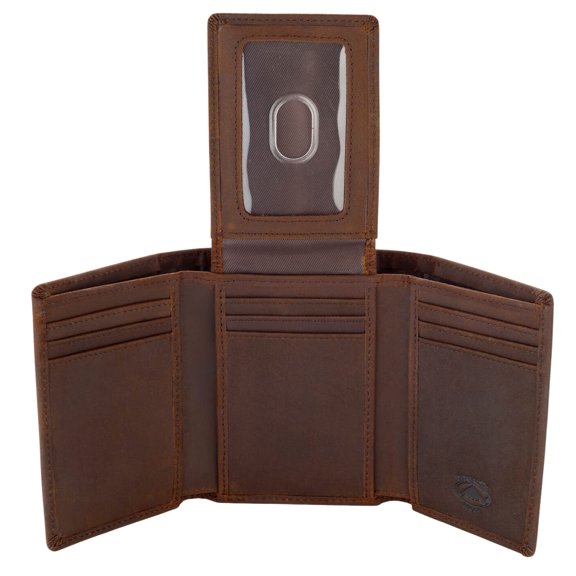Stealth Mode Trifold Leather Wallet for Men with ID Holder and RFID Blocking (Brown) Y101
