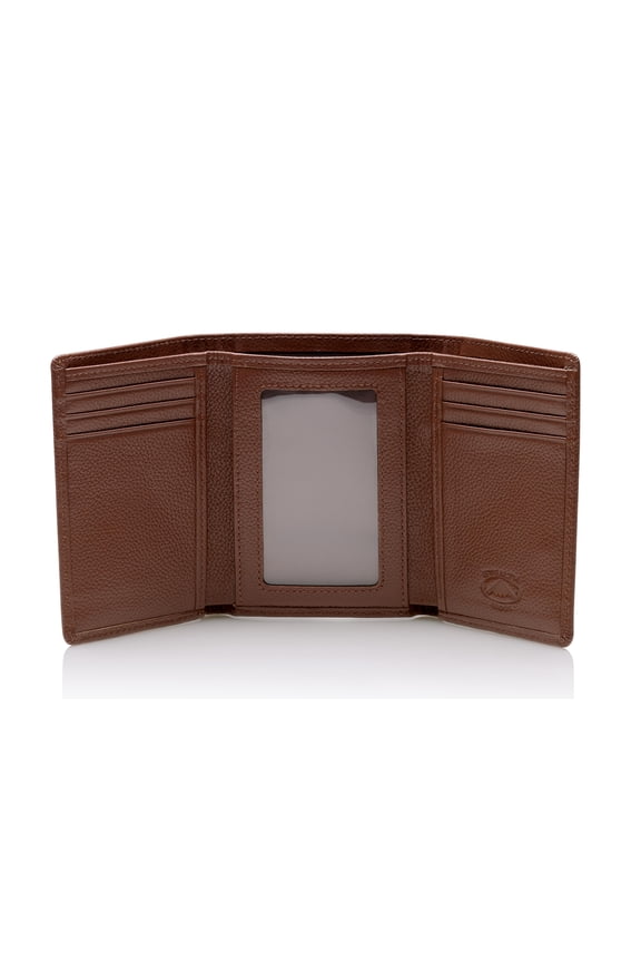 Trifold Leather Wallet for Men with RFID Blocking (Brown Pebble) A101