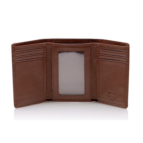 Stealth Mode Trifold Leather Wallet for Men with RFID Blocking (Brown Pebble) Y101